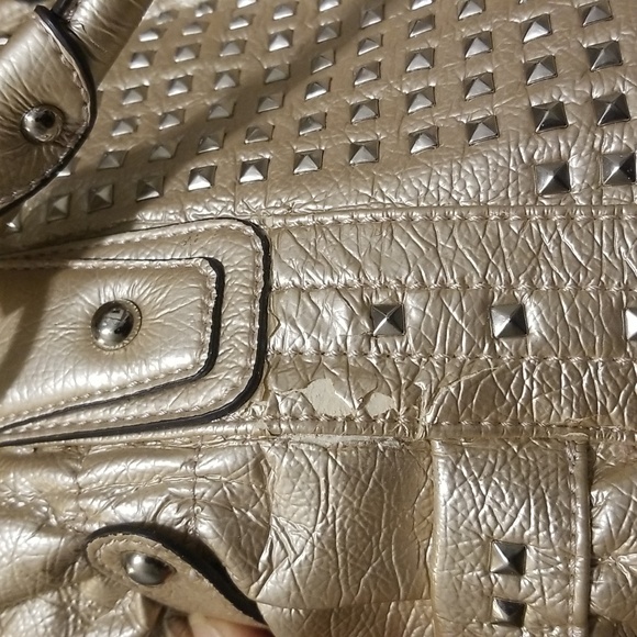 Kathy Van Zeeland Gold Shoulder Bag with Studded Embellishments - Picture 8 of 8